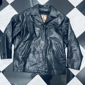 Chimney Rock Leather Company Black Leather Coat Size Large